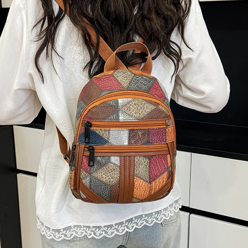 Fashion Backpack Women - Стильный женский рюкзак с элементами пэчворка,